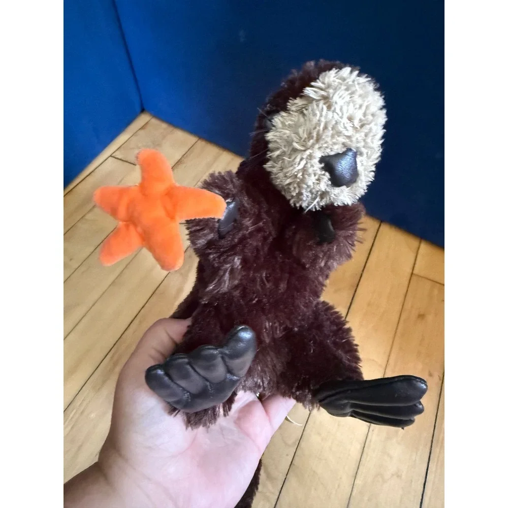 Folkmanis Sea Otter Hand Puppet Brown Plush with Starfish 2029 Plush Toy